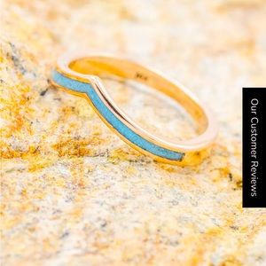 Staghead Designs Kida V shape stacking band with turquoise inlay